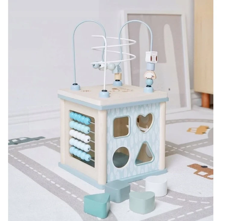 Drewniana Kostka Edukacyjna Nunukids - Niebieska