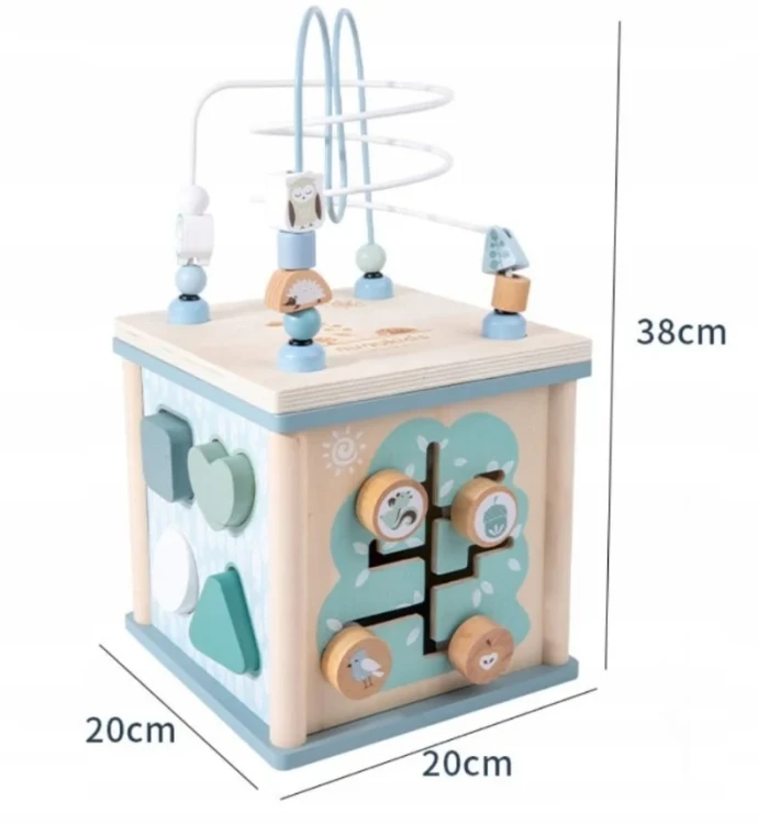 Drewniana Kostka Edukacyjna Nunukids - Niebieska