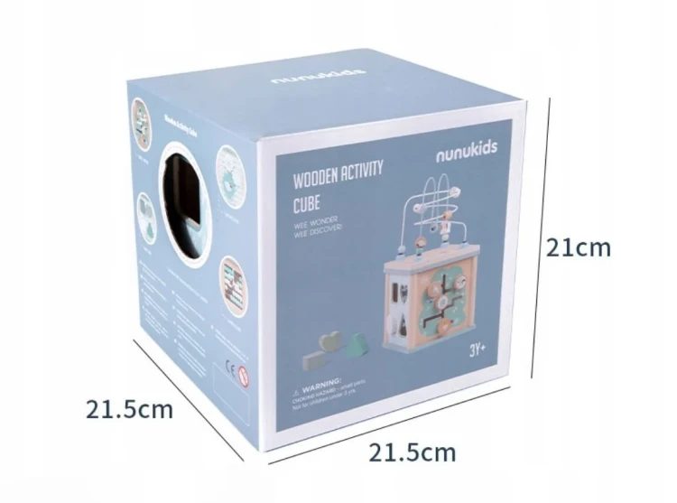 Drewniana Kostka Edukacyjna Nunukids - Niebieska