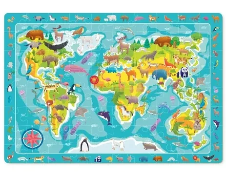 Dodo, puzzle, obserwacyjne Mapa Świata Zwierząt, 80 el..webp