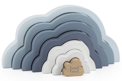 Tęczowa chmurka do układania niebieska Label Label - Puzzle drewniane dla dzieci