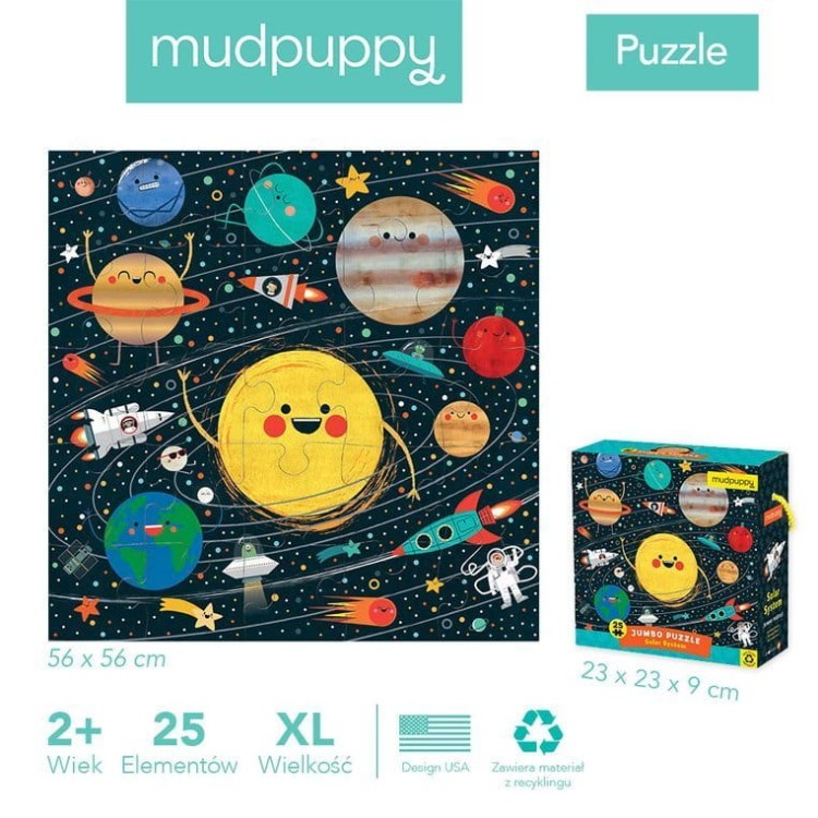Puzzle podłogowe Jumbo Mudpuppy Układ słoneczny dla dwulatka