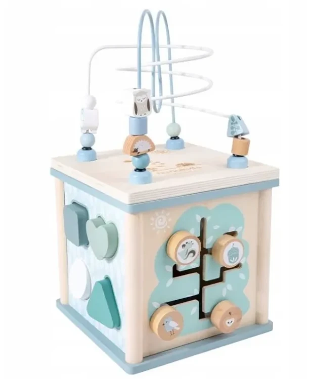 Drewniana Kostka Edukacyjna Nunukids - Niebieska