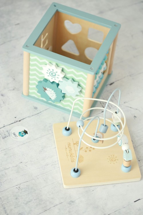 Drewniana Kostka Edukacyjna Nunukids - Niebieska Świat Mądrego Dziecka