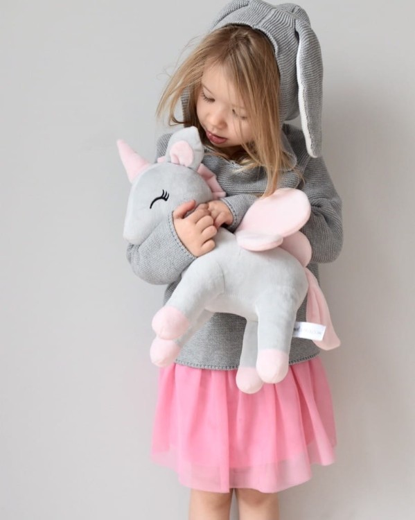 Pluszowy Jednorożec rozmiar L - Szaro/Różowy Melootka