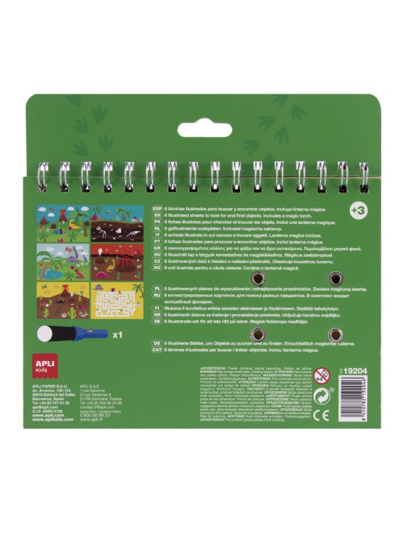 Książeczka z magiczną latarką - Dinozaury - książeczka na podróż 3+