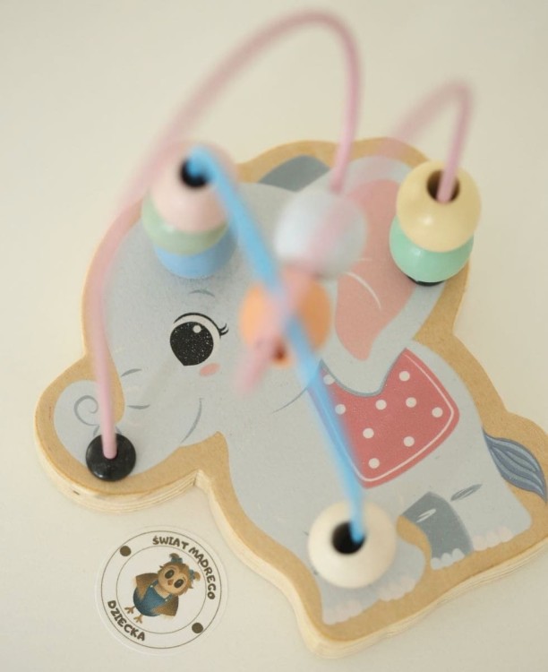 Labirynt przeplatanka Słonik Jouéco - Drewniana zabawka edukacyjna