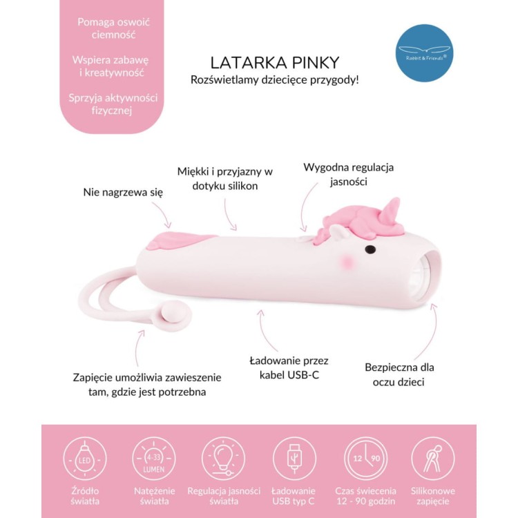 Latarka Jednorożec PINKY dla dzieci