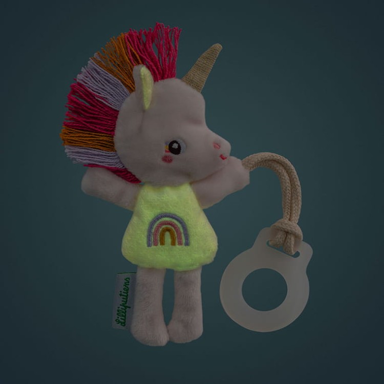 Zawieszka do smoczka świecąca w ciemności Nocny Jednorożec Lena, niemowlę, 0 m+, Lilliputiens