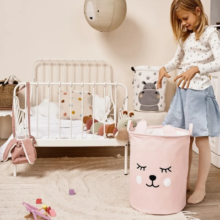 Kosz na zabawki rózowy miś XL - pokój dziecka