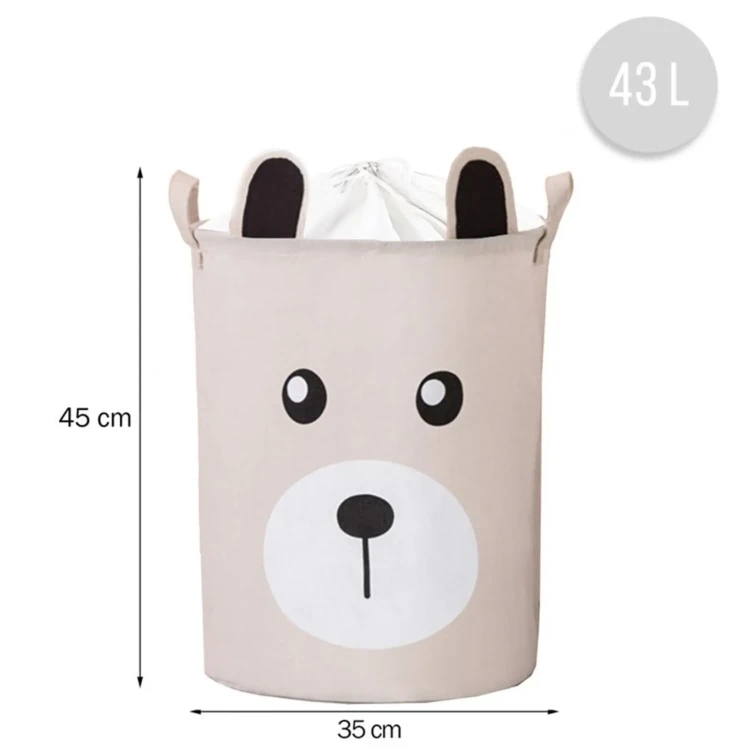 Kosz na zabawki bawełniany beżowy miś XL - pokój dla dziecka