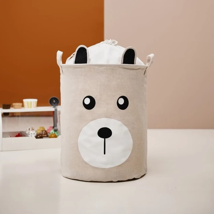 Kosz na zabawki bawełniany beżowy miś XL - pokój dla dziecka