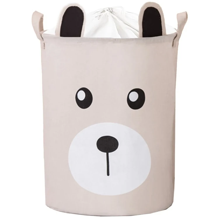 Kosz na zabawki bawełniany beżowy miś XL - pokój dla dziecka