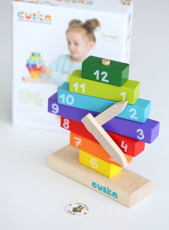 Zegar Cubika - Drewniana zabawka edukacyjna