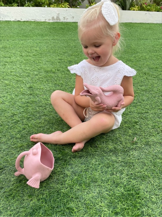 Silikonowy Czerpak Rozdymka Scrunch - Pudrowy Róż - zabawka do wody