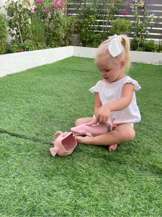 Silikonowy Czerpak Rozdymka Scrunch - Pudrowy Róż - zabawka do wody