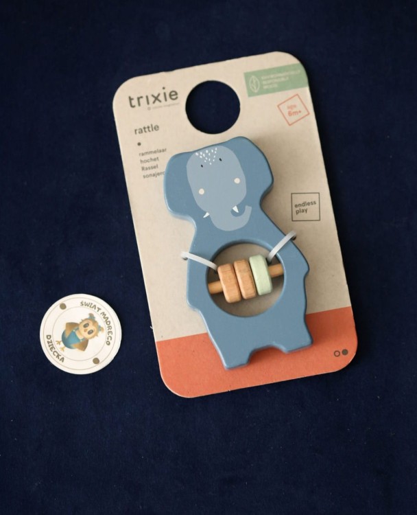 Drewniana Grzechotka Słoń dla niemowląt Trixie