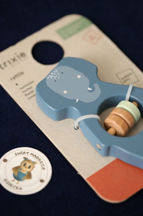 Drewniana Grzechotka Słoń dla niemowląt Trixie