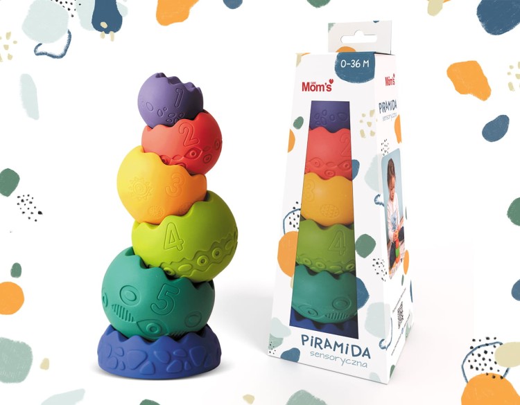Piramida pastelowa Mom's Care - Zabawka sensoryczna dla dzieci