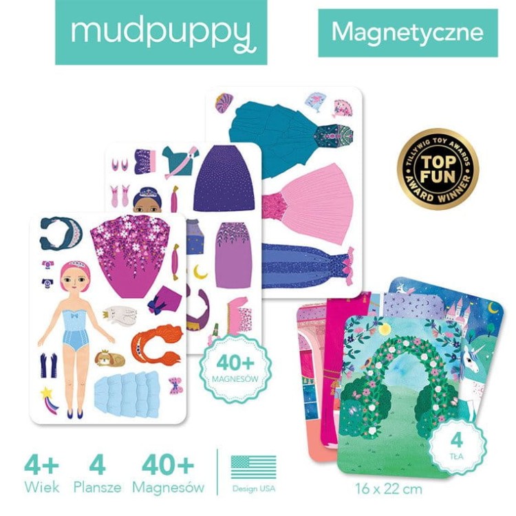 Puzzle Magiczne księżniczki Mudpuppy - Zestaw magnesów do tworzenia postaci dla dzieci 4+